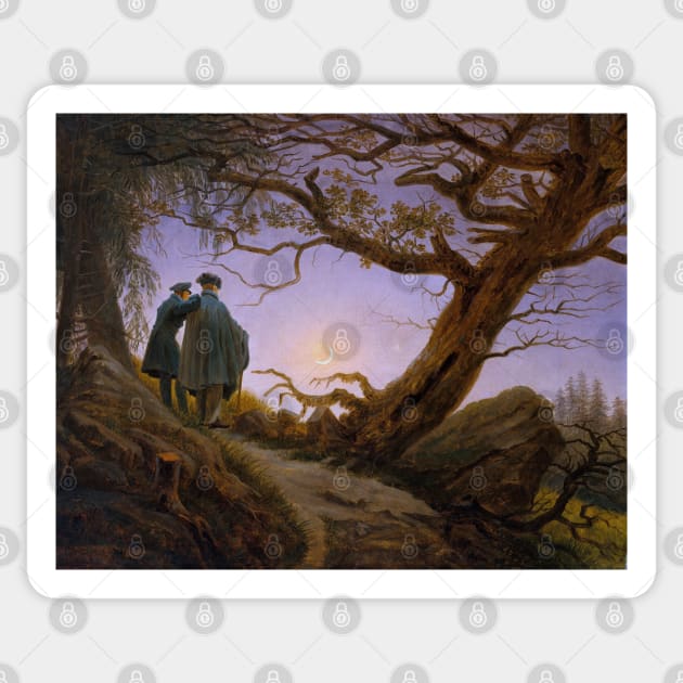 Two Men Contemplating the Moon Sticker by UndiscoveredWonders